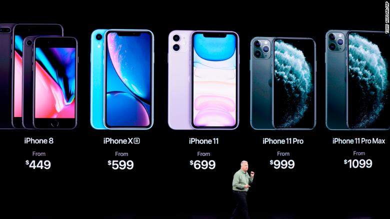 Apple unveiled three new iPhones -- the iPhone 11, iPhone 11 Pro, and iPhone 11 Pro Max -- at a closely watched press event at its headquarters in Cupertino, California on Tuesday. The devices feature improved cameras and battery life from the prior year, but no radical redesign.