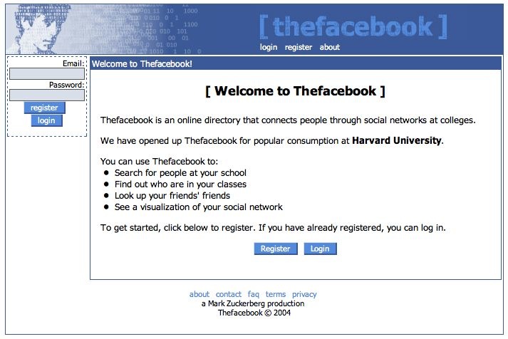 The First Facebook Layout