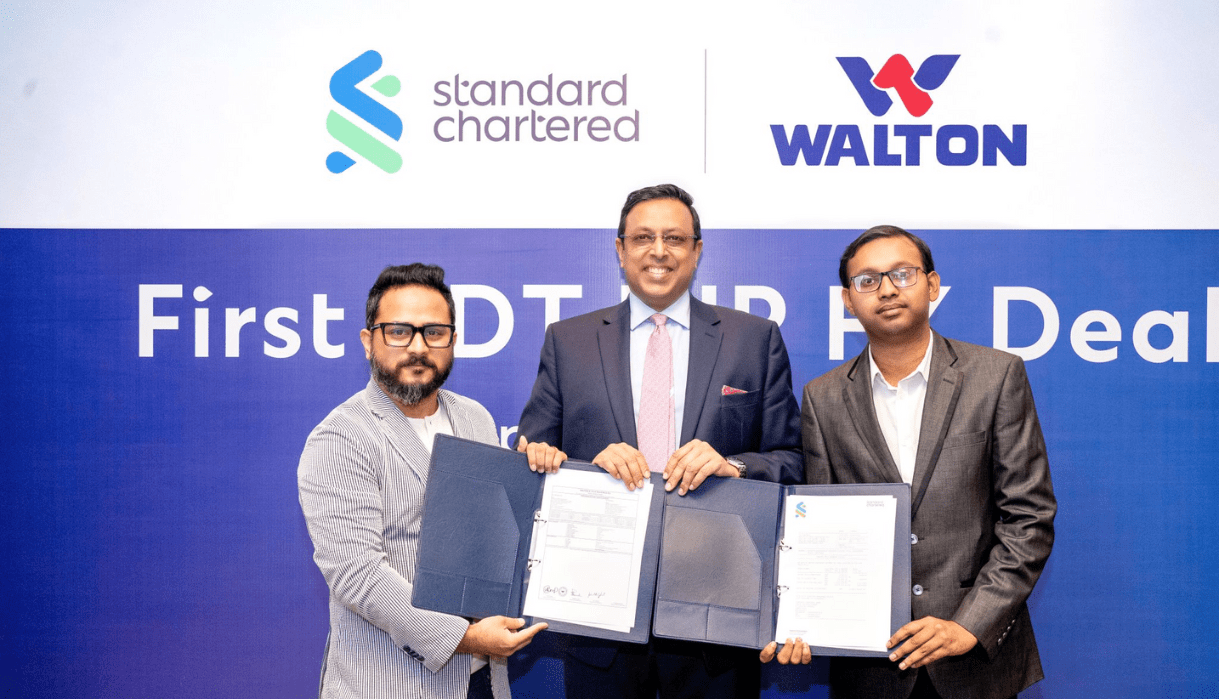 Standard Chartered Bangladesh Completes First Taka-Rupee Transaction For Walton-Markedium